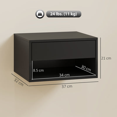 HOMCOM Floating Bedside Tables Set of 2, Wall Mounted Nightstand, Black 