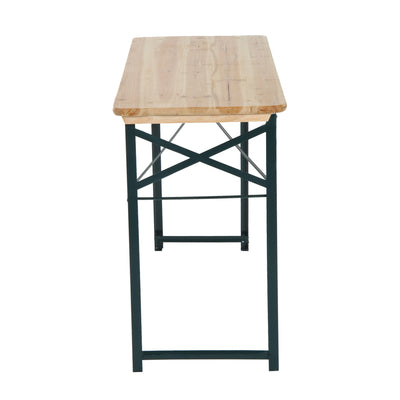 Outsunny Portable Folding Camping Picnic Trestle Beer Table and 2 Bench Set Wooden Garden Furniture Patio Dining Party BBQ Chairs Stools 