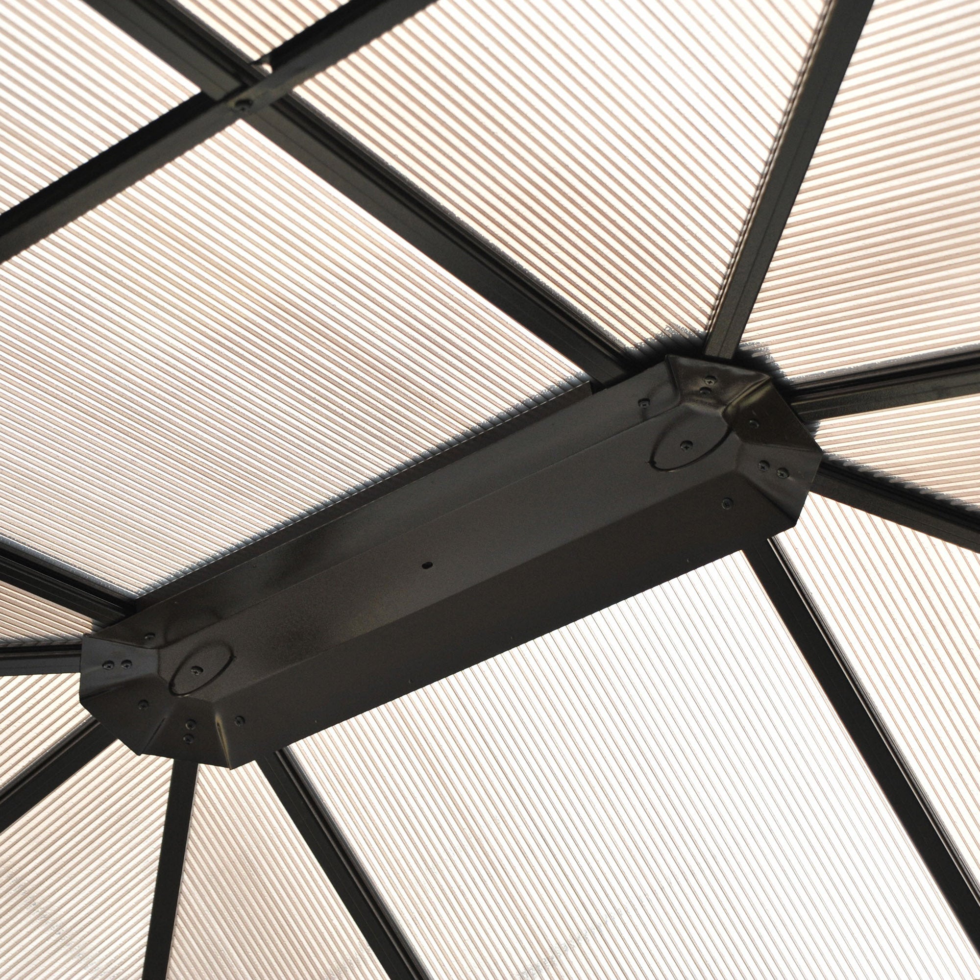 Outsunny 3.6 x 4m Hardtop Gazebo Canopy with Polycarbonate Roof and Aluminium Frame, Garden Pavilion with Mosquito Netting and Curtains 