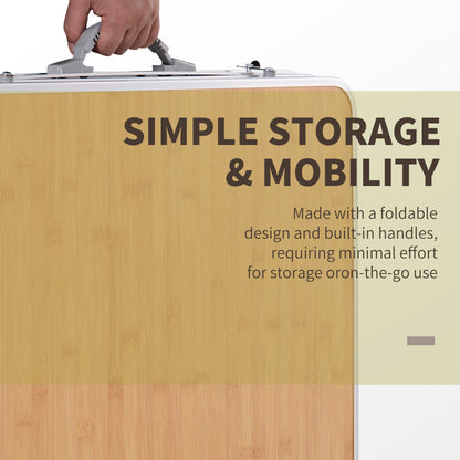 Outsunny Aluminium MDF-Top 4ft Folding Portable Outdoor Table Silver 