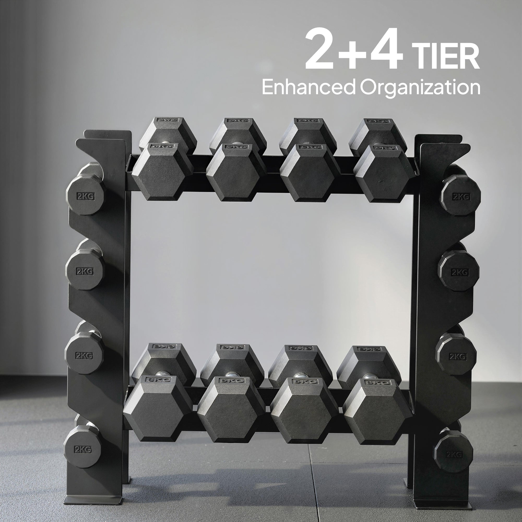 SPORTNOW 4-Tier Dumbbell Rack, Heavy-Duty Weight Rack for Dumbbells, Kettlebells and Multiple Balls, 200 KG Capacity, Black 