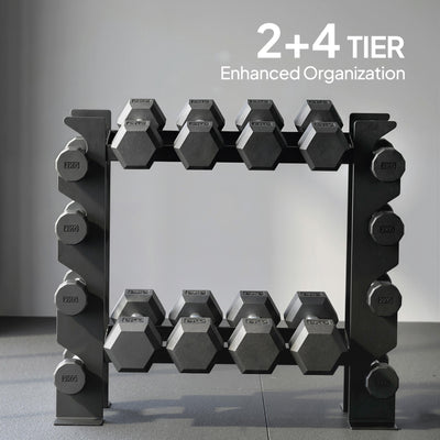 SPORTNOW 4-Tier Dumbbell Rack, Heavy-Duty Weight Rack for Dumbbells, Kettlebells and Multiple Balls, 200 KG Capacity, Black 