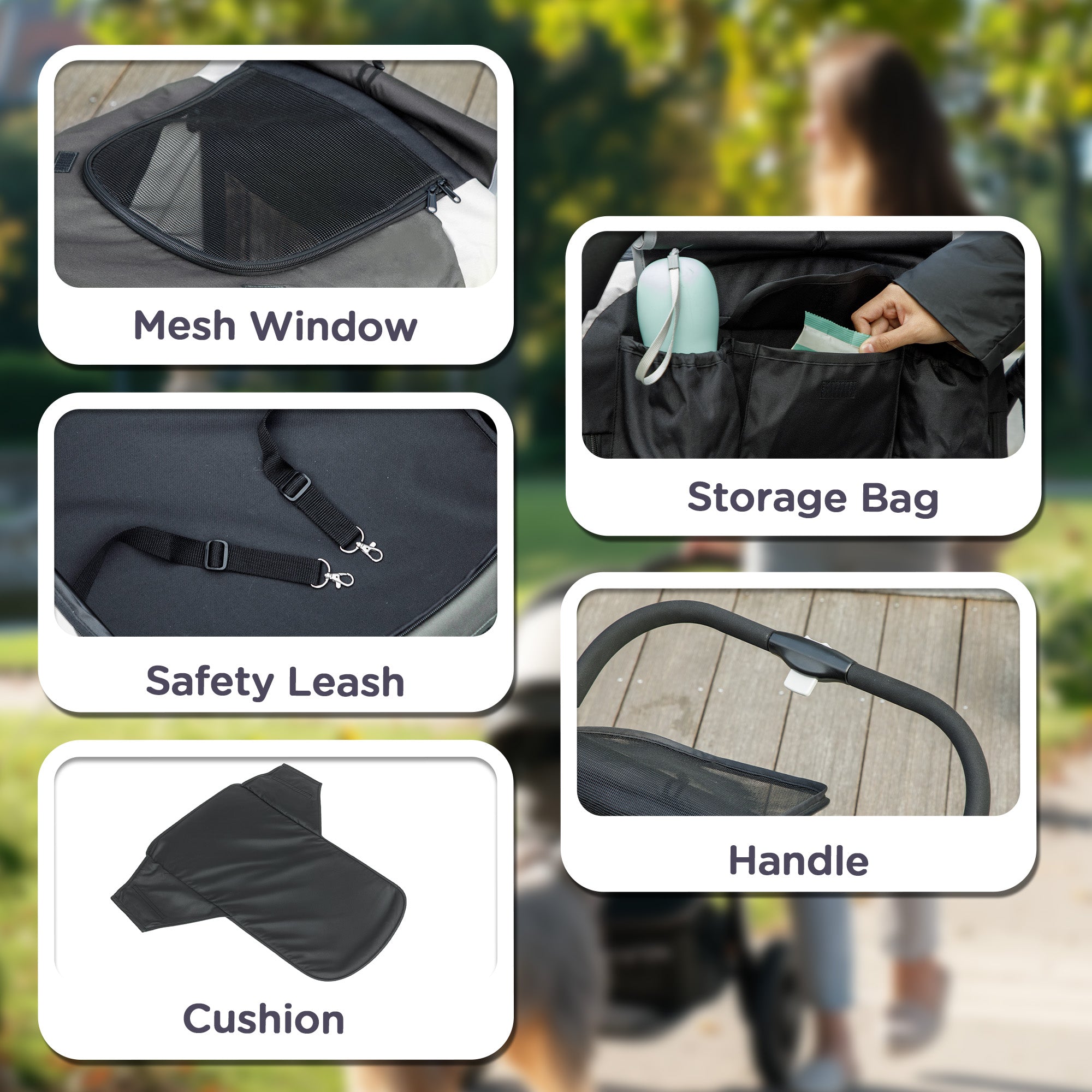 PawHut Easy Folding Pet Stroller for Large Dogs with 4 Big Wheels, Shock Absorb Frame, Safety Leashes, Brakes, Dark Grey 