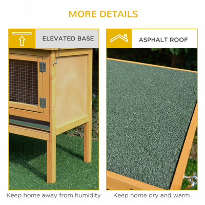 PawHut Rabbit Hutch Outdoor Guinea Pig Hutch House Small Animal Bunny Cage w/ Openable Roof, 115 x 44 x 65 cm 