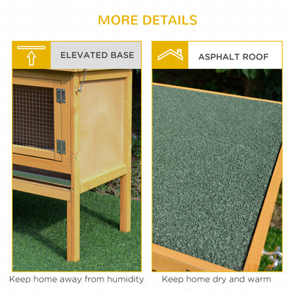 PawHut Rabbit Hutch Outdoor Guinea Pig Hutch House Small Animal Bunny Cage w/ Openable Roof, 115 x 44 x 65 cm 