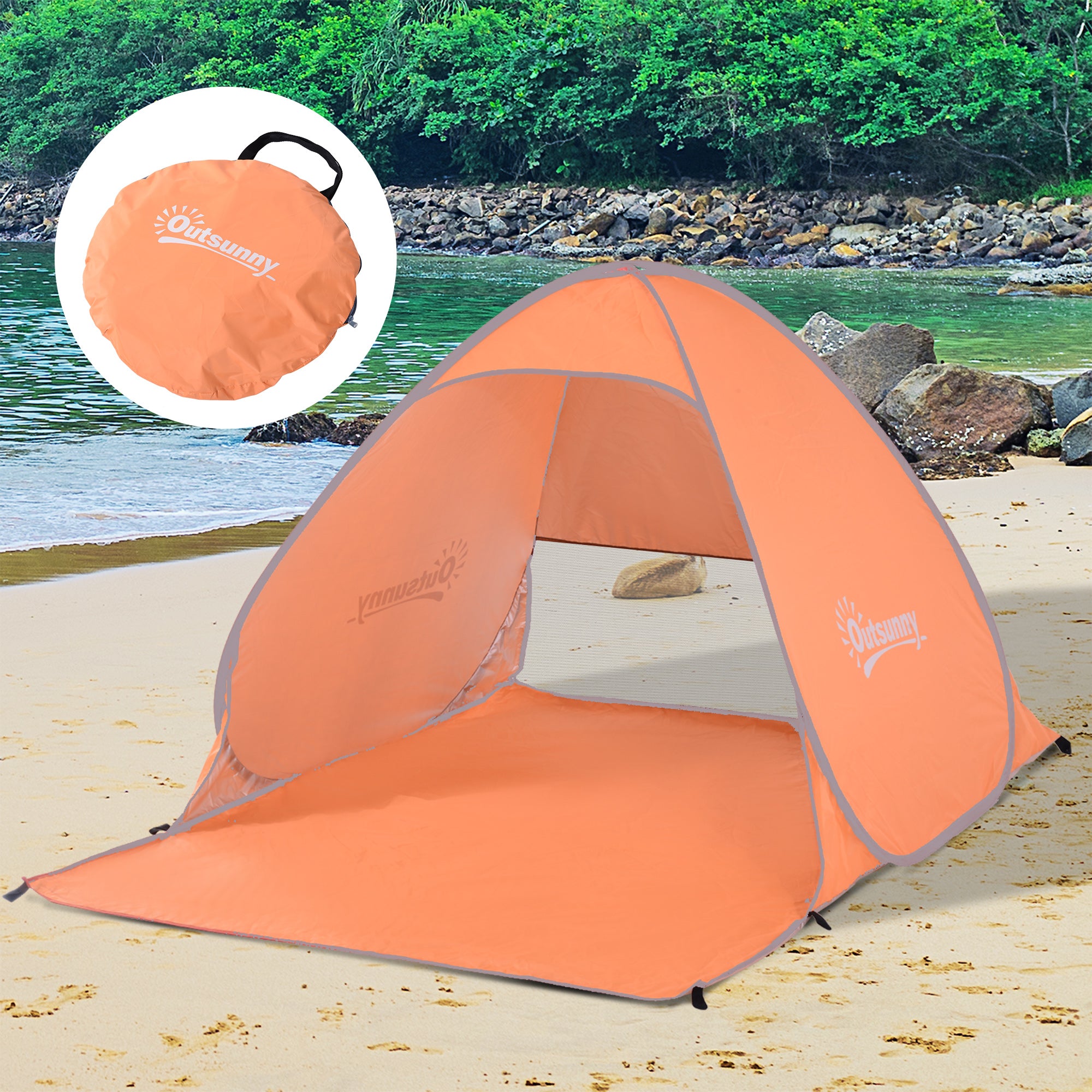 Outsunny 2 Person Pop Up UV Shelter Shade-Orange 