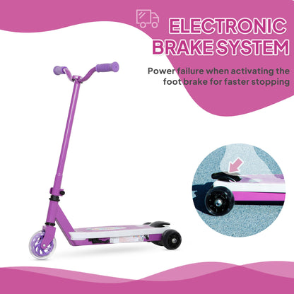 AIYAPLAY Electric Scooter for Kids Ages 4-7, with Auxiliary Rear Wheels, Flashing LED Light and Electric Brake, Kids Electric Scooter for Boys Girls, 6 KM/H & 8 KM, Purple 