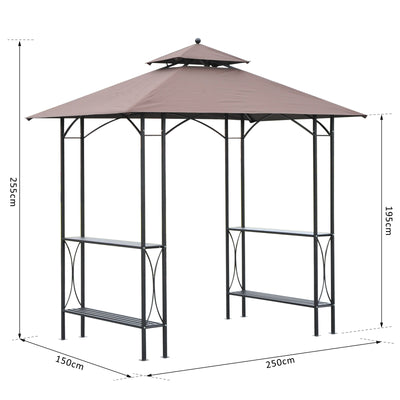 Outsunny 2.5 x 1.5m BBQ Tent Canopy Patio Outdoor Awning Gazebo Party Sun Shelter - Coffee 