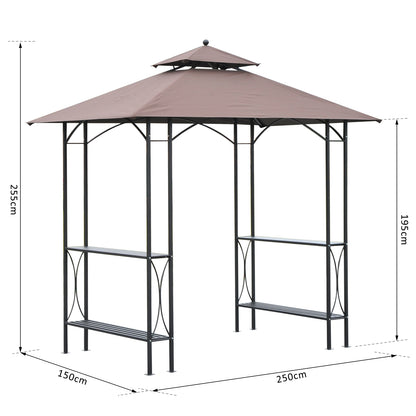Outsunny 2.5 x 1.5m BBQ Tent Canopy Patio Outdoor Awning Gazebo Party Sun Shelter - Coffee 