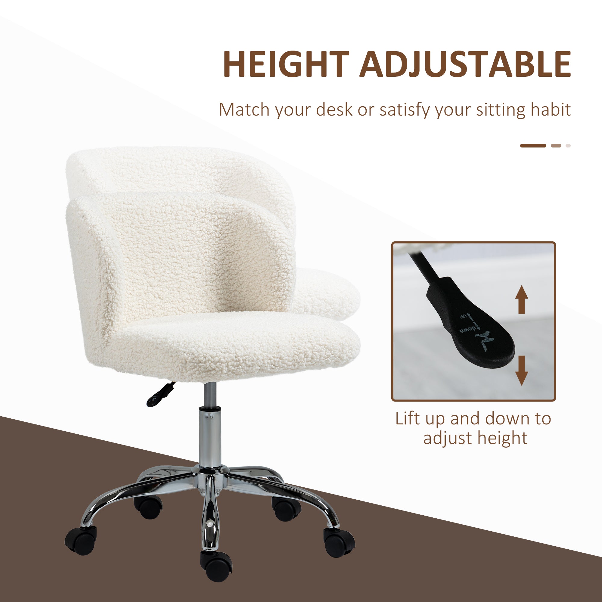 HOMCOM Office Chair with Adjustable Height and Wheels - White