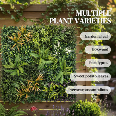 Outsunny Grass Wall Panels, 100 x 100 cm Artificial Grass Wall Decor with Tie Connectors, Greenery Backdrop Panels, Green 