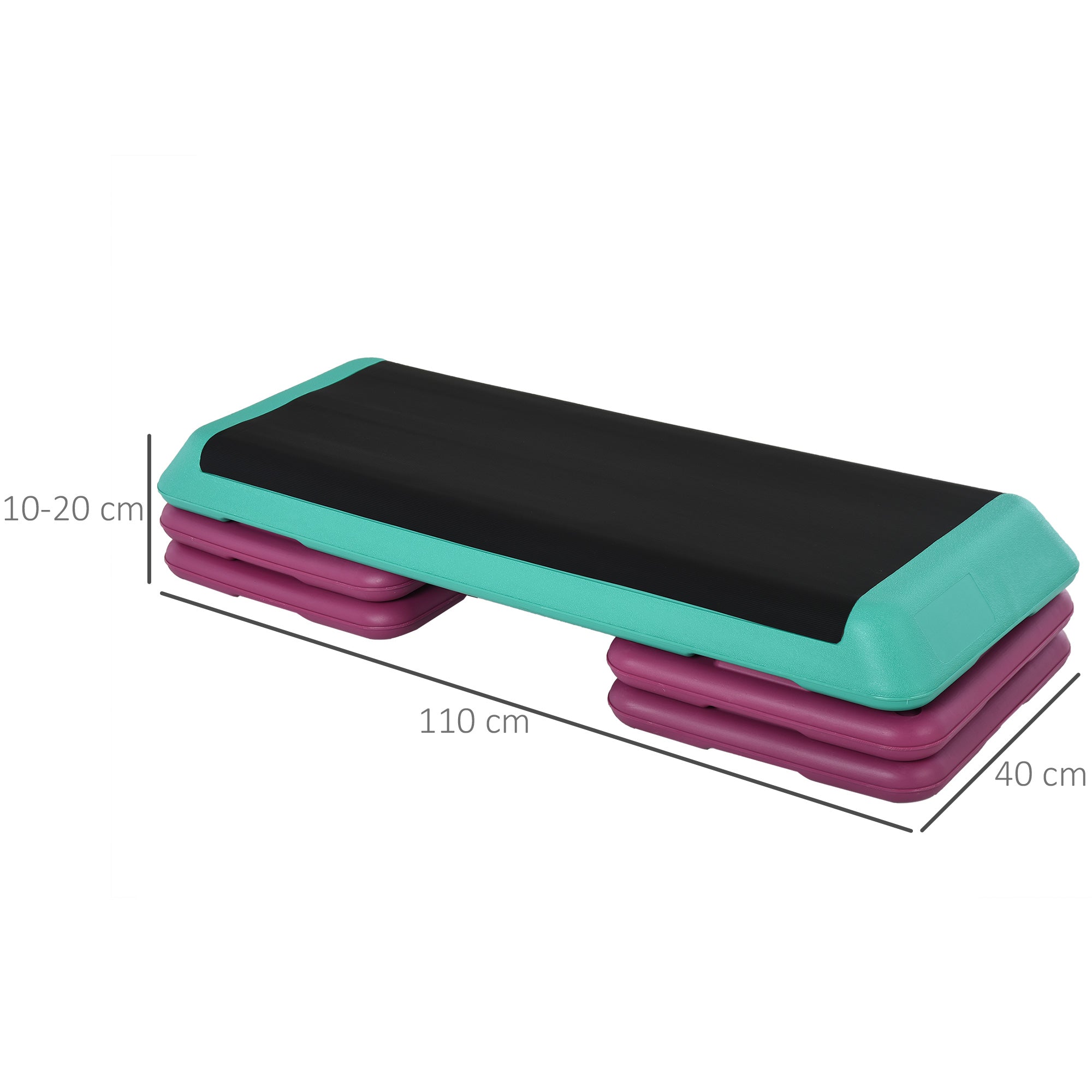 HOMCOM 3-Level Aerobic Step 10/15/20cm Steppers for Exercise Workout w/ Non-Slip Top Compact Stepper Home Office Indoor Outdoor Fitness Equipment 