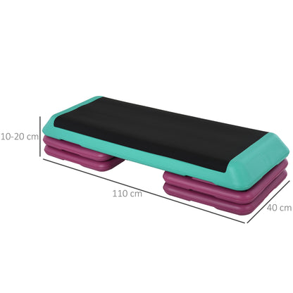 HOMCOM 3-Level Aerobic Step 10/15/20cm Steppers for Exercise Workout w/ Non-Slip Top Compact Stepper Home Office Indoor Outdoor Fitness Equipment 