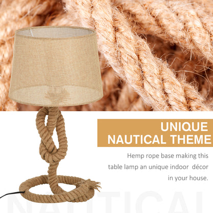 HOMCOM Nautical Style Table Lamp with Fabric Lampshade Metal Frame Power Switch, 54cm Home Desk Lamp Bedroom Living Room Study E27 Base, Beige 