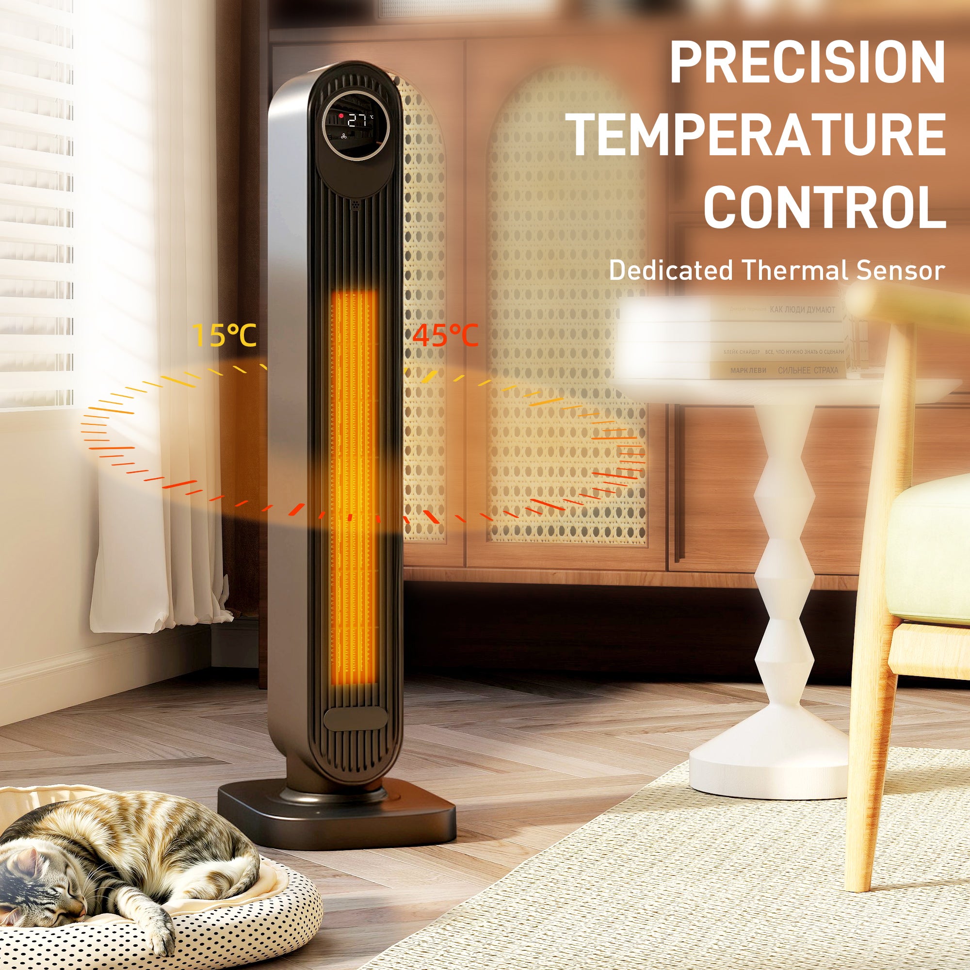 HOMCOM 2000W Ceramic Electric Heater with Fan, Timer, Oscillation - Black 