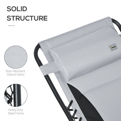 Outsunny Zero Gravity Lounger Chair, Folding Reclining Patio Chair with Padded Seat, Cup Holder, Soft Cushion and Headrest for Poolside, Camping, Light Grey 