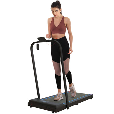 SPORTNOW 2.5HP Walking Pad, 1-6km/h Folding Treadmill with Remote Control and LED Display for Home Gym Office, Blue 
