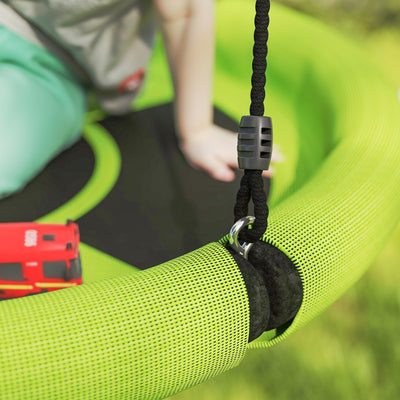 AIYAPLAY 100cm Diameter Nest Swing Seat for Kids with Height Adjustable Hanging Ropes for Outdoor, Playground, Garden, Green 