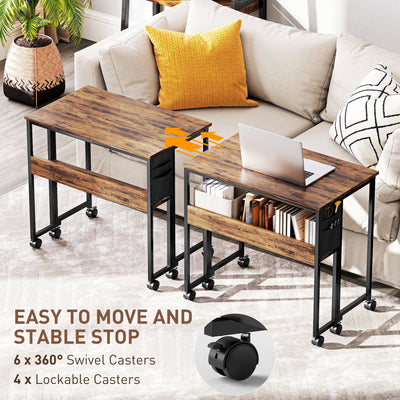 HOMCOM 80 cm Drop Leaf Writing Work Desk - Rustic Brown 