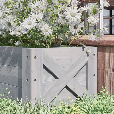Outsunny 58L Garden Raised Bed Planter Grow Containers for Outdoor Patio Plant Flower Vegetable Pot Fir Wood, 100 x 36.5 x 36 cm, Grey 