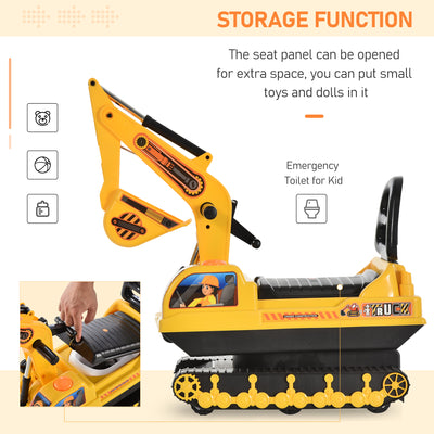 HOMCOM Ride On Excavator Toy Tractors Digger Movable Walker Construction Truck 3 Years 