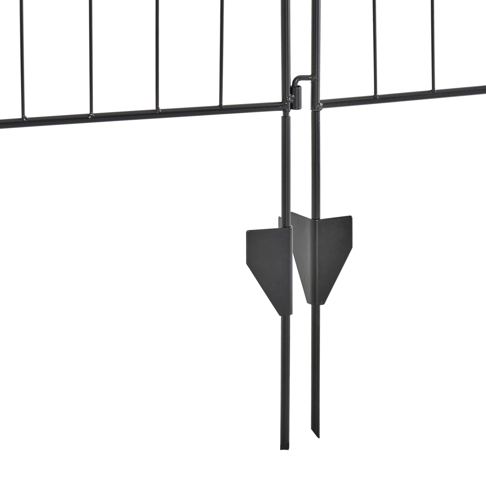 Outsunny Set of 2 Decorative Garden Fence, 8 Panels Metal Picket Fence, Versatile Shapes for Patio Lawn, 365cm x 112cm, Black