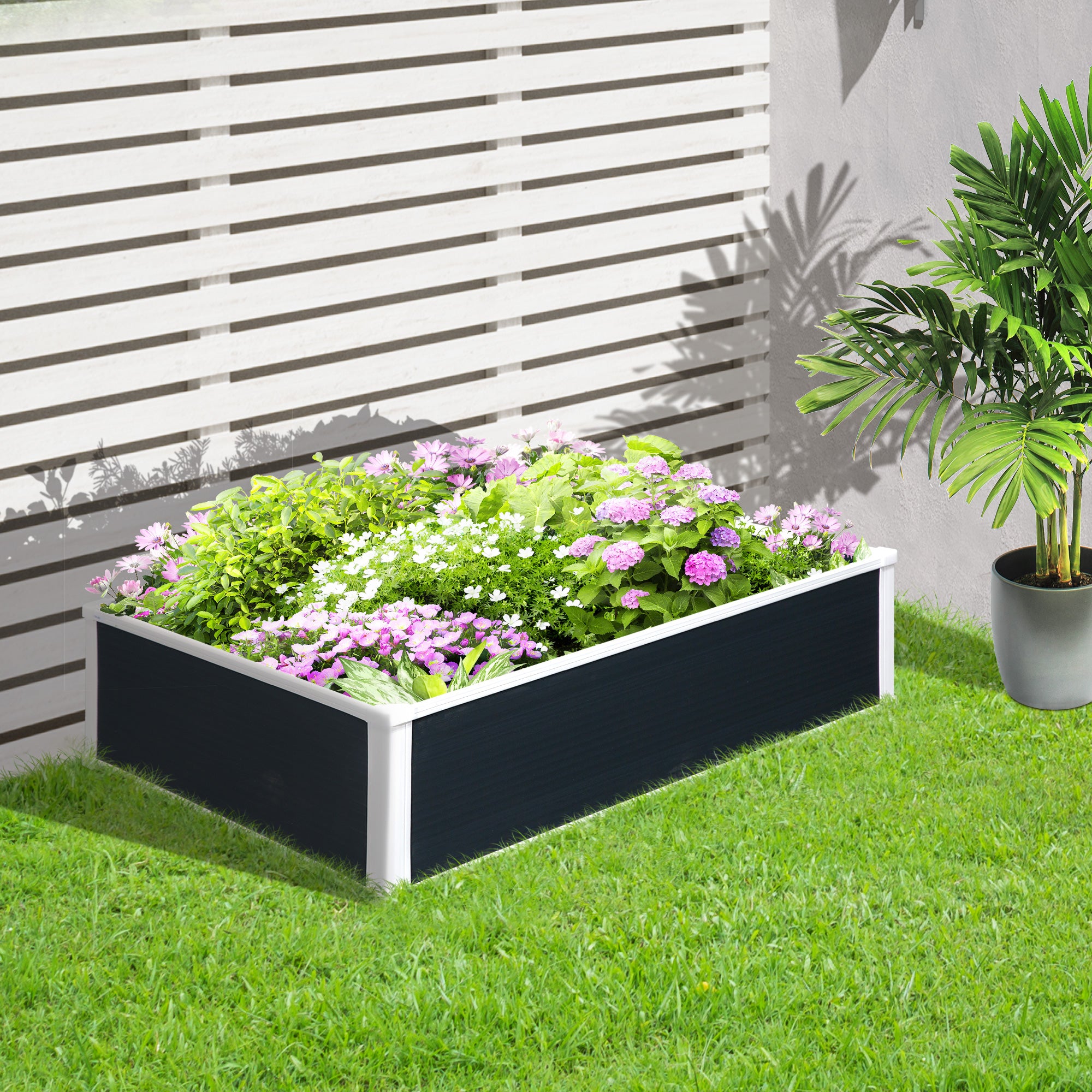 Outsunny 302L Raised Garden Bed, Weather-resistant PP Planter Box Containers for Outdoor Patio Plant Flower Vegetable, 120 x 90 x 30 cm 