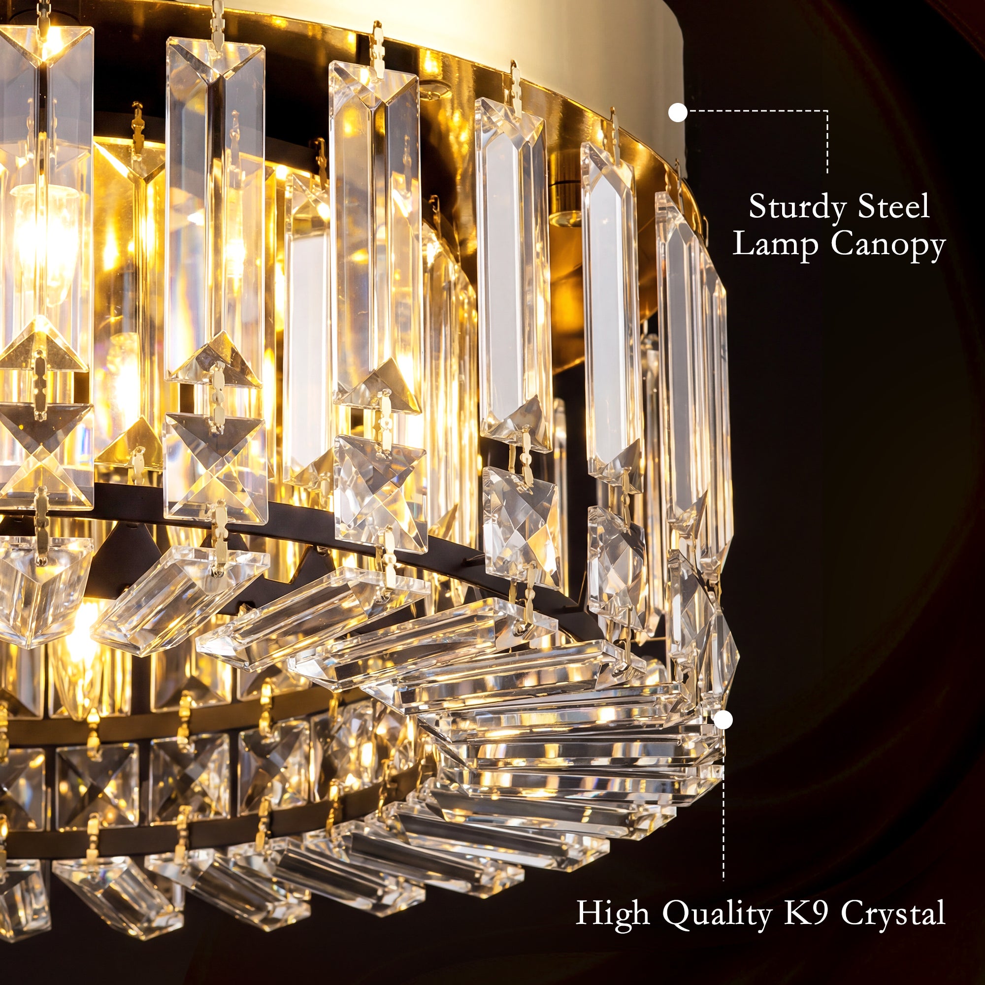 HOMCOM Crystal Chandeliers with 225 Crystal Pendants, 8-Light Ceiling Light for Living Room, Bedroom Dining Room, Gold Tone 