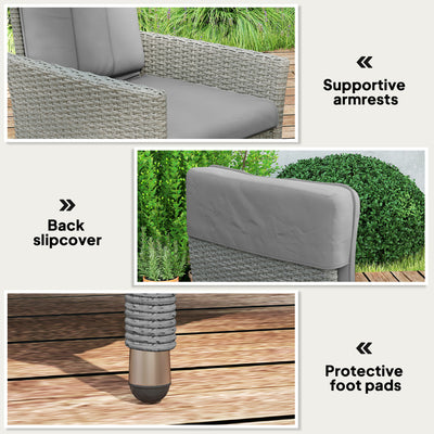 Outsunny 105°-150° Reclining Rattan Chair - Grey 