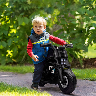 HOMCOM Kids Electric Motorbike with Siren, Horn, Headlights, Music, Training Wheels, for Ages 3-5 Years - Black 