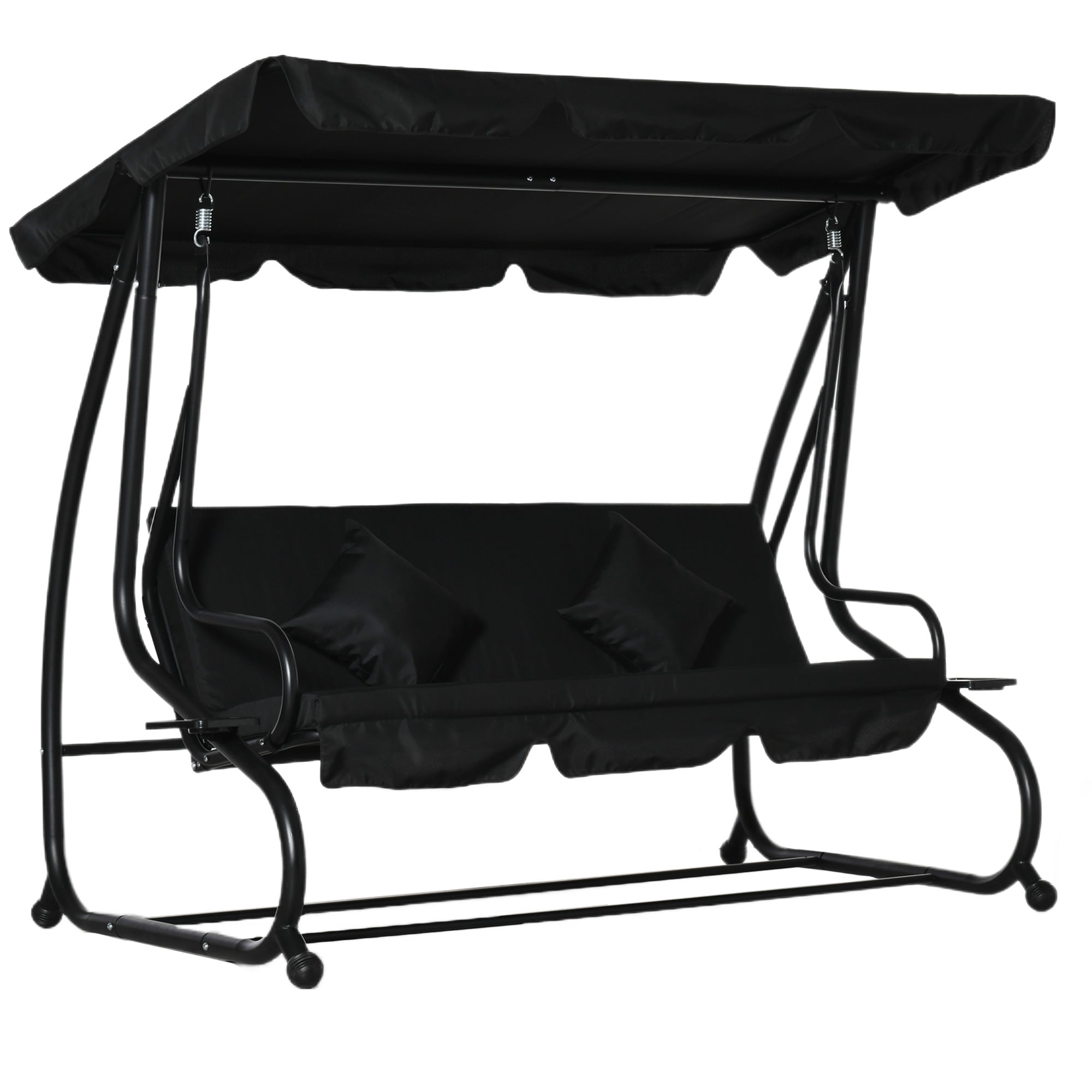 Outsunny Three-Seater Garden Swing Bed - Black 