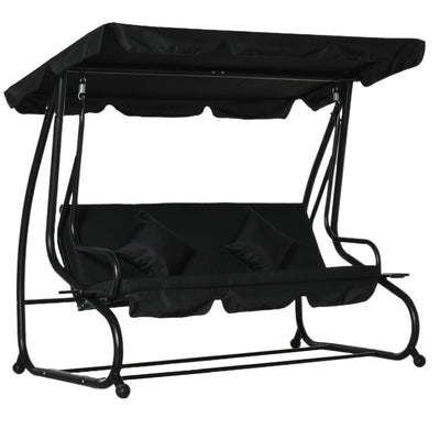 Outsunny Three-Seater Garden Swing Bed - Black 