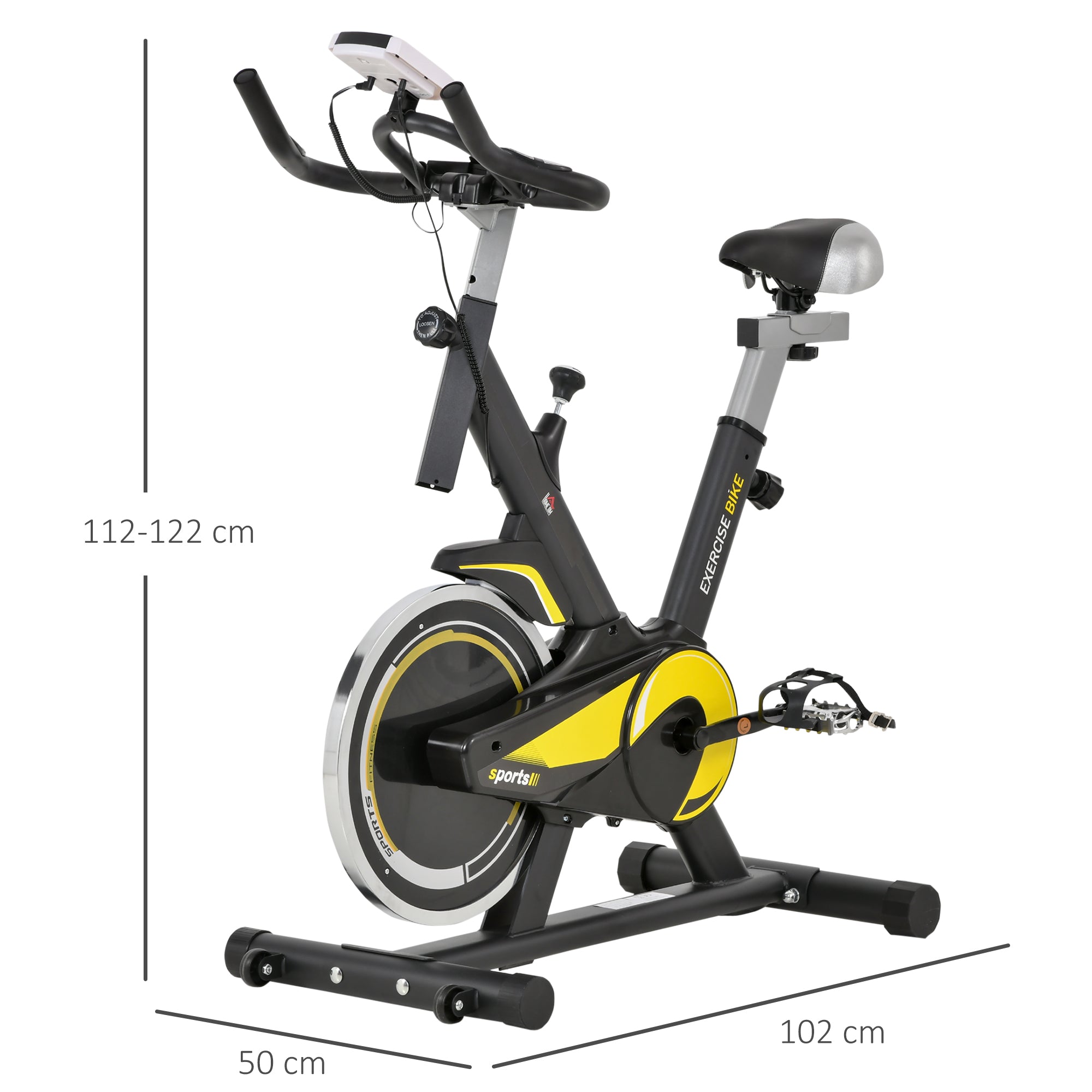 HOMCOM Upright Exercise Bike Indoor Training Cycling Machine Stationary Workout Bicycle with 10KG Flywheel and Adjustable Resistance Seat Handlebar LCD Display for Home Gym 