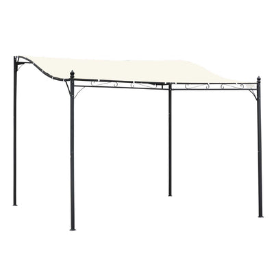 Outsunny 3x3 m Wall Mounted Garden Porch-Black/Cream White 