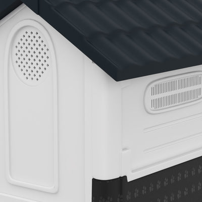 PawHut Plastic Dog Kennel with Windows, for Garden Patio, Miniature Dogs, 64.5 x 57 x 66cm - Grey 