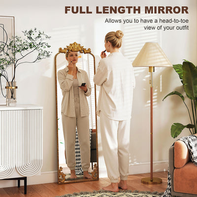 HOMCOM Full Length Mirror, 50 x 160 cm Floor Mirror with Baroque Metal Frame for Bedroom, Living Room, Dressing Room, Gold Tone 