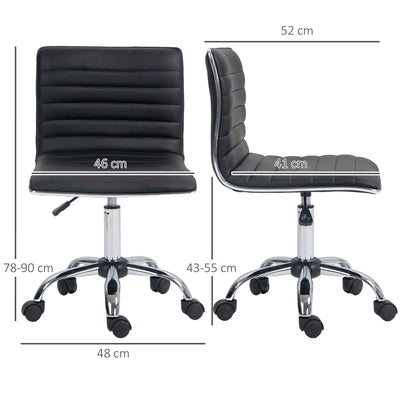 HOMCOM Adjustable Swivel Office Chair with Armless Mid-Back in PU Leather and Chrome Base - Black 