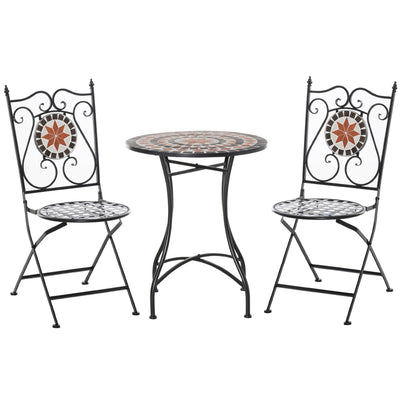 Outsunny Three-Piece Mosaic Bistro Table Set - Multicoloured 