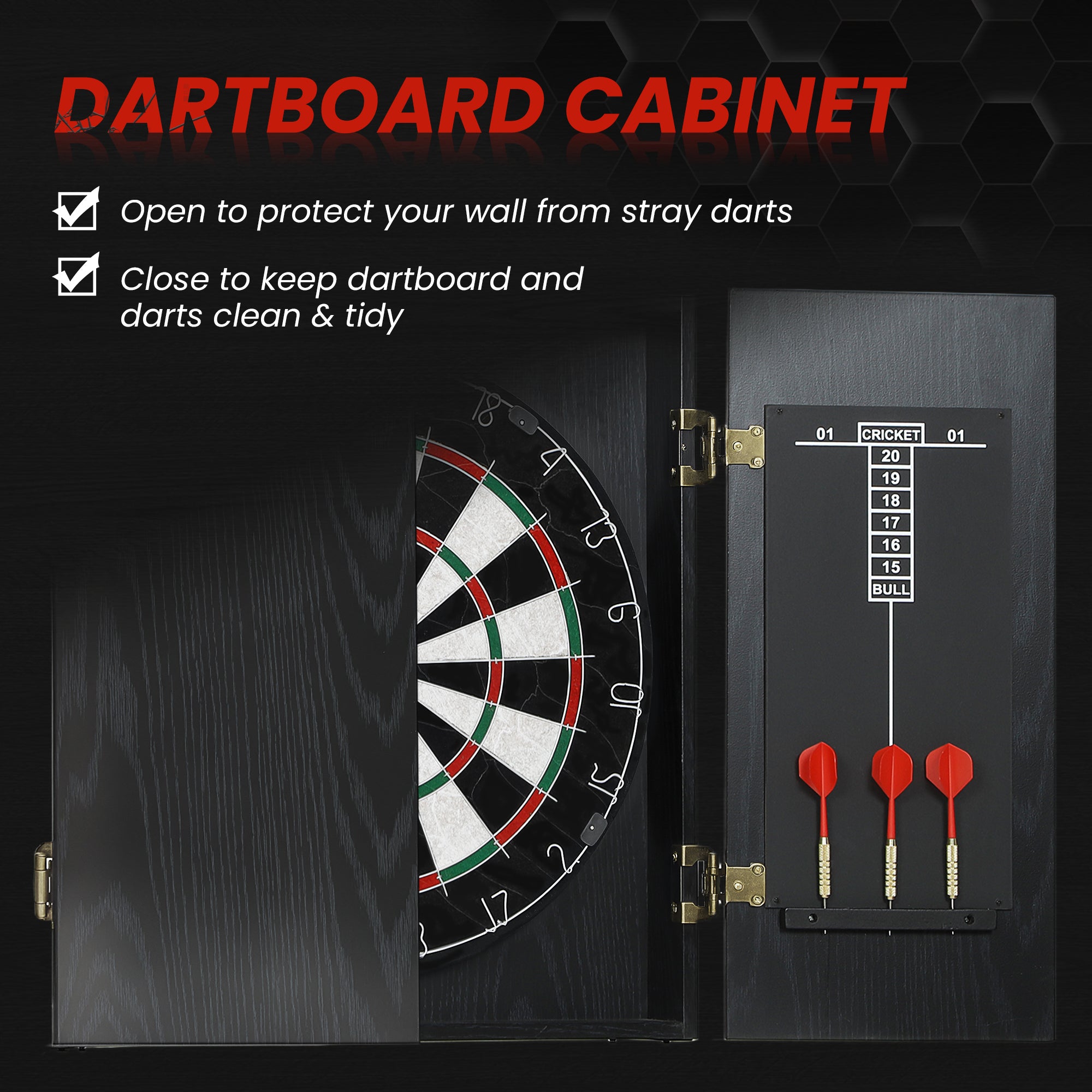SPORTNOW Bristle Dartboard with Cabinet, 6 Steel Tip Darts, Cabinet 