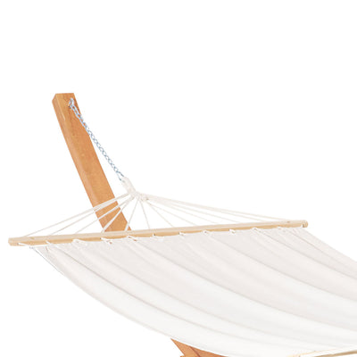 Outsunny Outdoor Garden Hammock with Wooden Stand Swing Hanging Bed for Patio White 