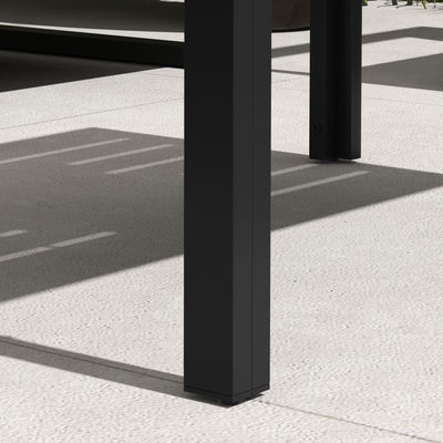 Outsunny Outdoor Side Table, Rectangular Patio Coffee Side Table with Steel Frame and Slat Tabletop for Garden, Balcony, Black 
