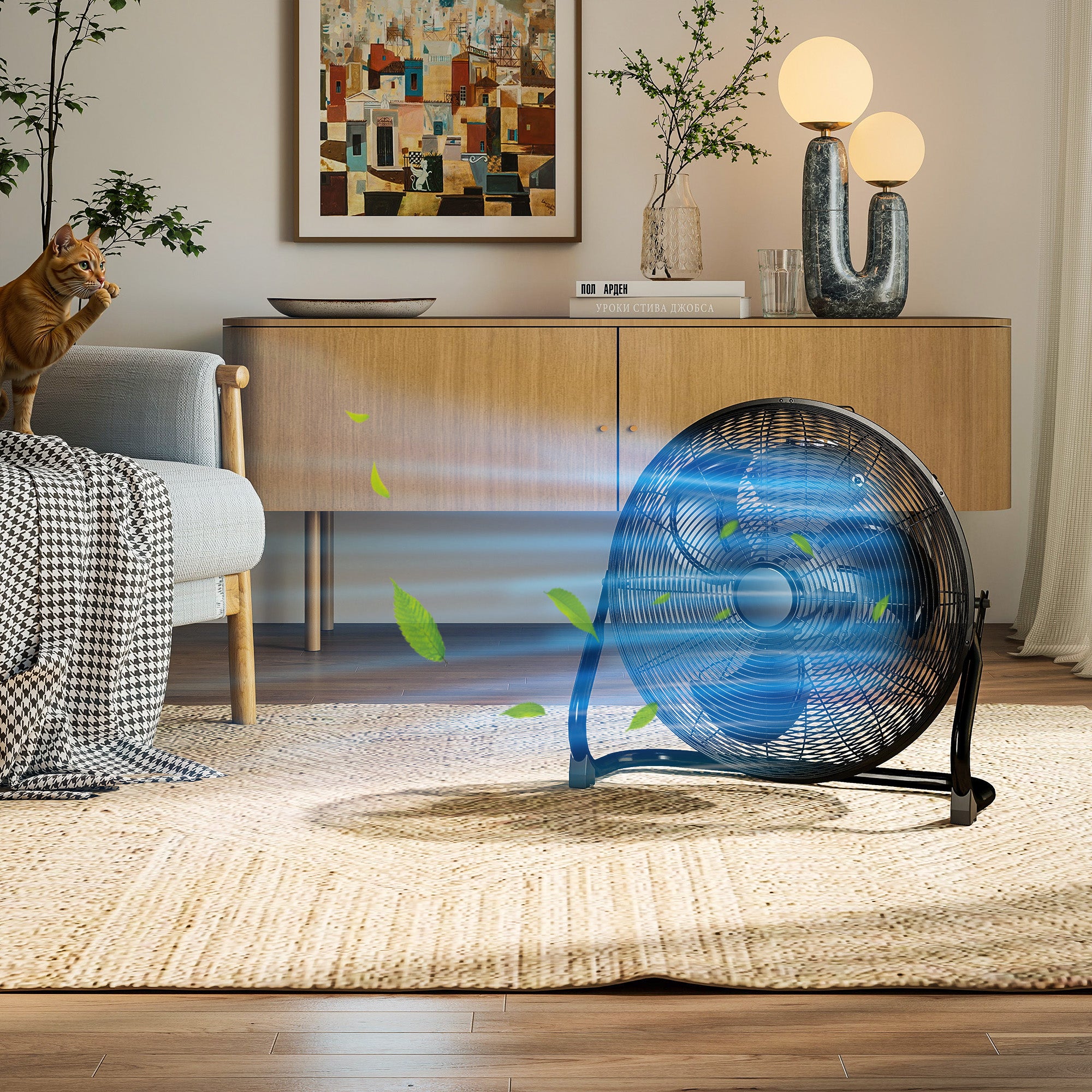 HOMCOM Metal Floor Fan with Tilting, High Velocity, 3 Speed, Portable Gym Fan for Home Office, Black 
