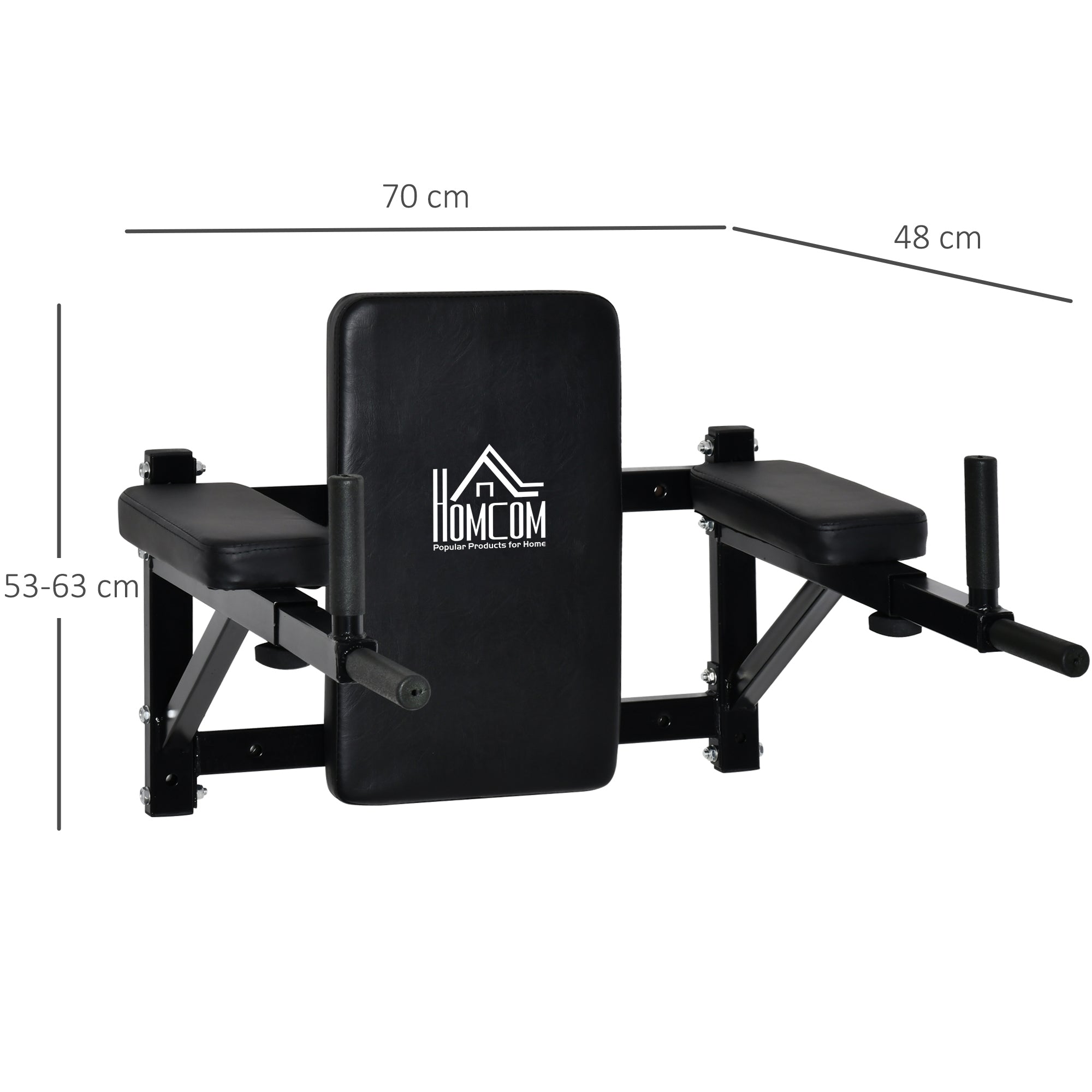 HOMCOM Wall Mounted Dip Station Knee Leg Raise Chin Up Pull Up Rack Home Gym Fitness Exercise Workout Bars New 