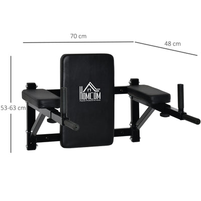HOMCOM Wall Mounted Dip Station Knee Leg Raise Chin Up Pull Up Rack Home Gym Fitness Exercise Workout Bars New 