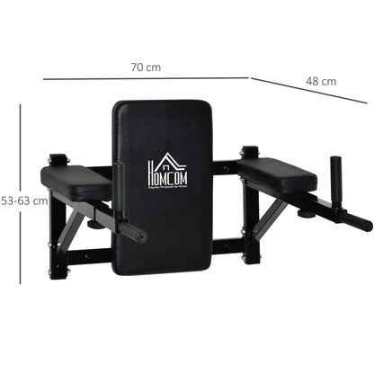 HOMCOM Wall Mounted Dip Station Knee Leg Raise Chin Up Pull Up Rack Home Gym Fitness Exercise Workout Bars New 