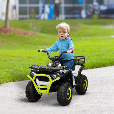 AIYAPLAY 12V Kids Electric Ride on ATV, Battery Powered Quad Bike w/ Spring Suspension, Forward Backward, Storage Basket - Green 