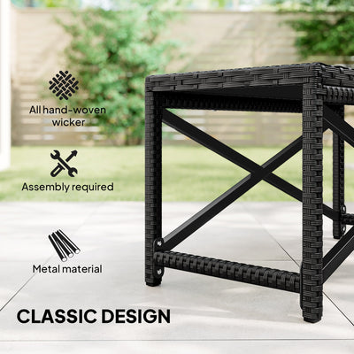 Outsunny Outdoor Coffee Table Side Table with X-Shape Frame for Patio, Balcony, Black 
