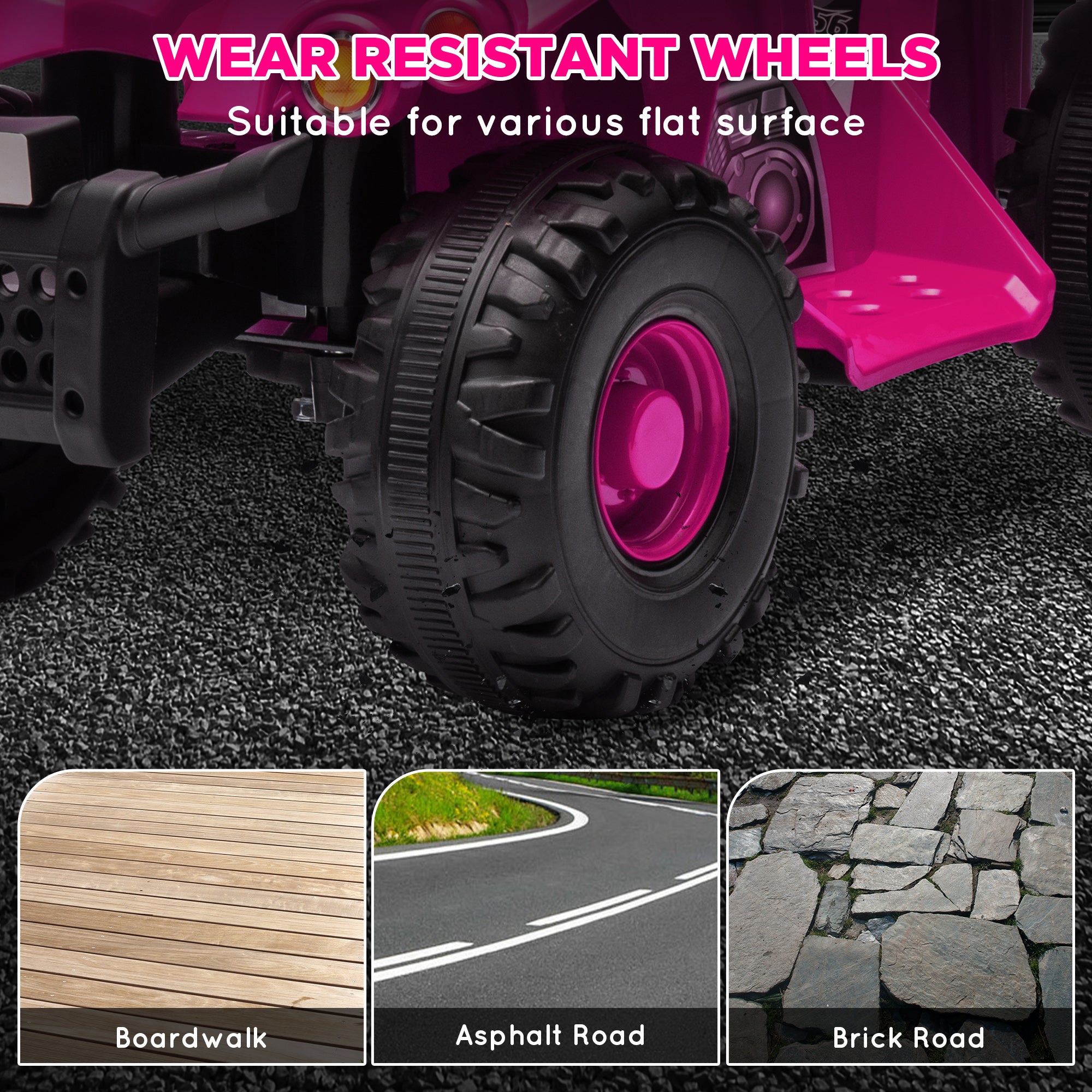 AIYAPLAY 6V Kids Electric Quad Bike w/ Music, Forward Function, for 2-6 Years, Pink 