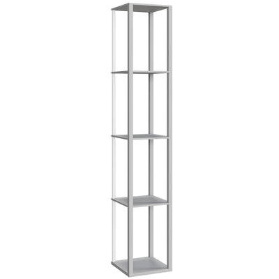HOMCOM RGB LED Floor Lamp with Shelves, Modern Dimmable Standing Lamp with Remote Control, Adjustable Brightness & Speed for Living Room, Bedroom, Office, Grey 