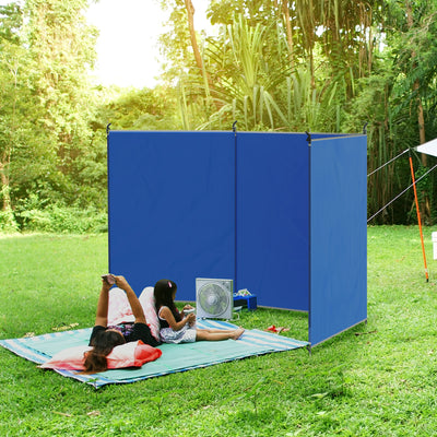 Outsunny Camping Windbreak, Foldable Portable Wind Blocker w/ Carry Bag and Steel Poles, Beach Sun Screen Shelter Privacy Wall, 450cm x 150cm 